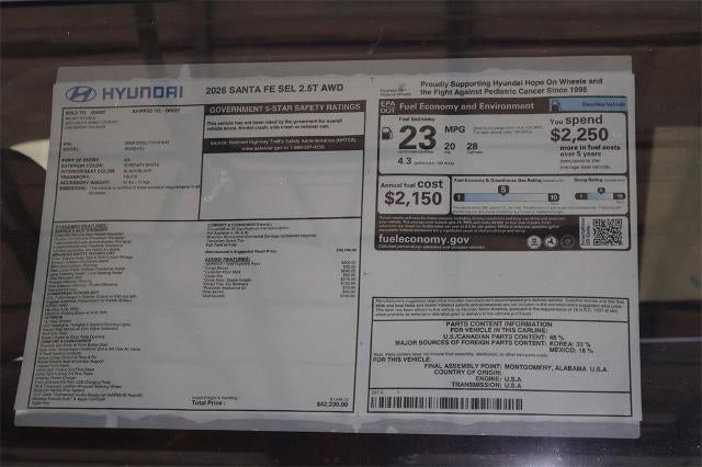 2026 Hyundai SANTA FE SEL AWD