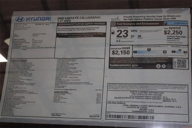 2026 Hyundai SANTA FE Calligraphy AWD