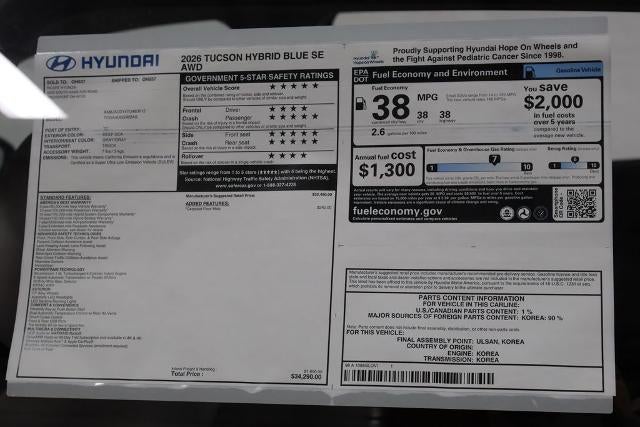 2026 Hyundai TUCSON HYBRID Blue SE AWD