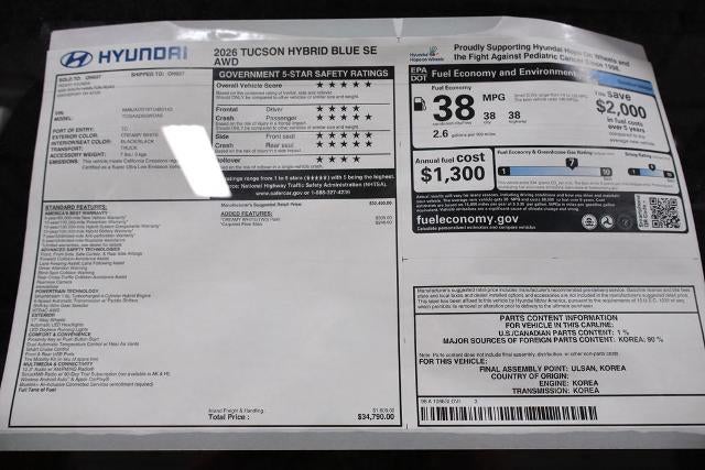 2026 Hyundai TUCSON HYBRID Blue SE AWD