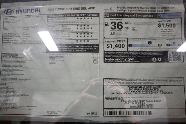 2026 Hyundai TUCSON HYBRID SEL AWD