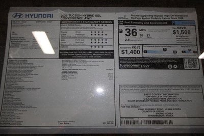 2026 Hyundai TUCSON HYBRID SEL Convenience AWD