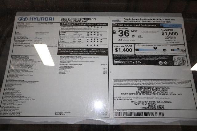 2026 Hyundai TUCSON HYBRID SEL Convenience AWD
