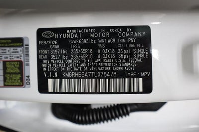 2026 Hyundai PALISADE HYBRID SEL Premium 7P AWD