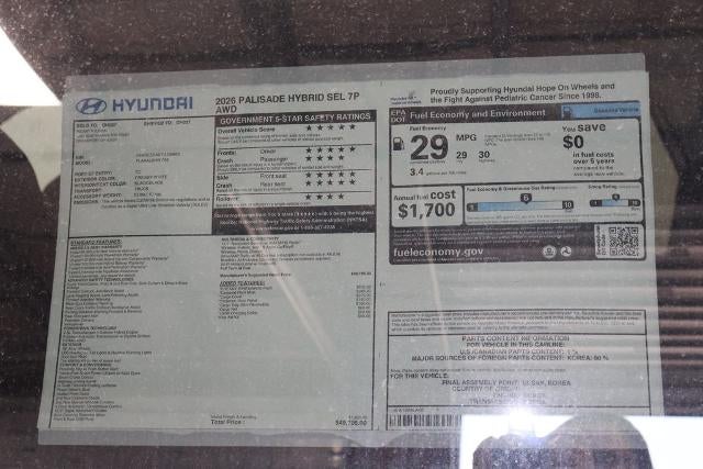 2026 Hyundai PALISADE HYBRID SEL 7P AWD