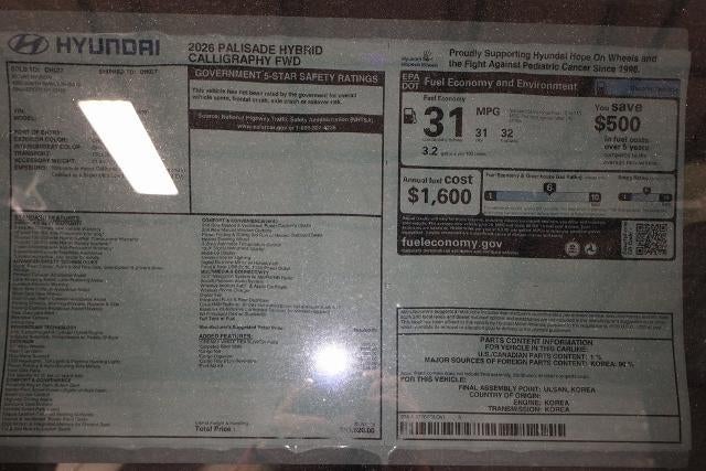 2026 Hyundai PALISADE HYBRID Calligraphy FWD