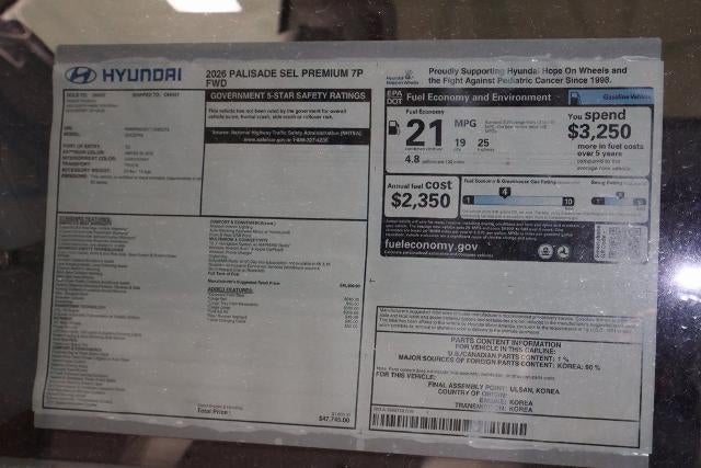 2026 Hyundai PALISADE SEL Premium 7P FWD