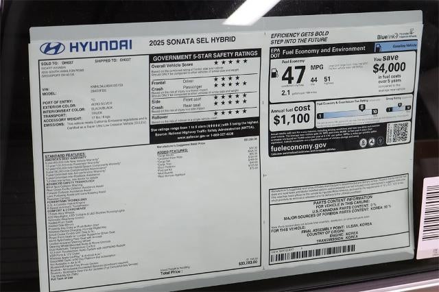 2025 Hyundai SONATA HYBRID SEL FWD