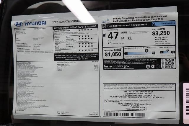 2026 Hyundai SONATA HYBRID SEL FWD
