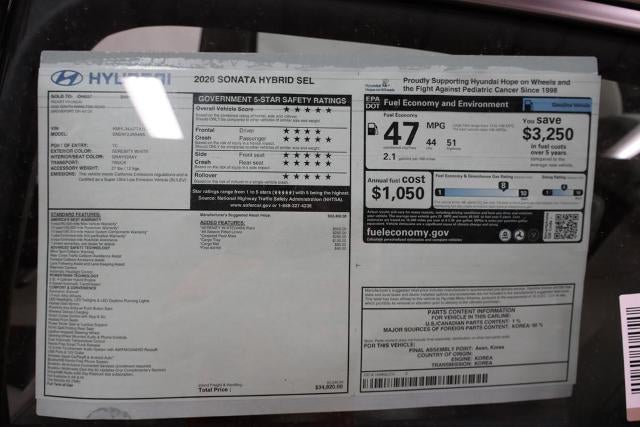 2026 Hyundai SONATA HYBRID SEL FWD