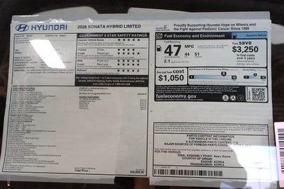 2026 Hyundai SONATA HYBRID Limited FWD