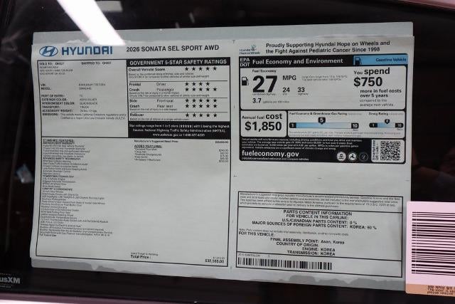 2026 Hyundai SONATA SEL Sport AWD