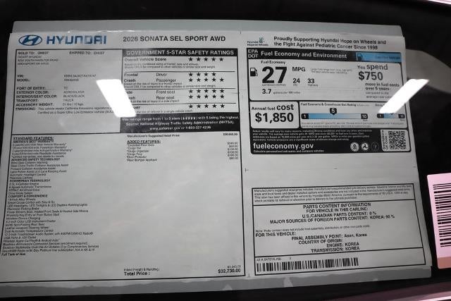2026 Hyundai SONATA SEL Sport AWD