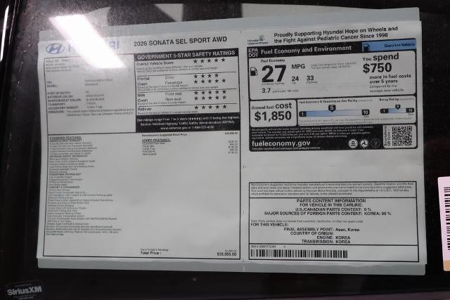 2026 Hyundai SONATA SEL Sport AWD