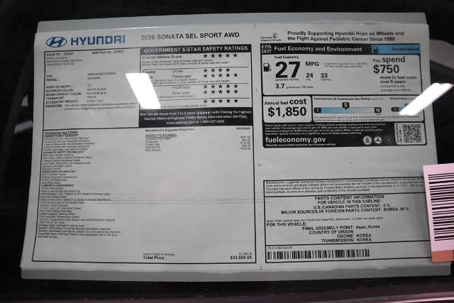 2026 Hyundai SONATA SEL Sport AWD