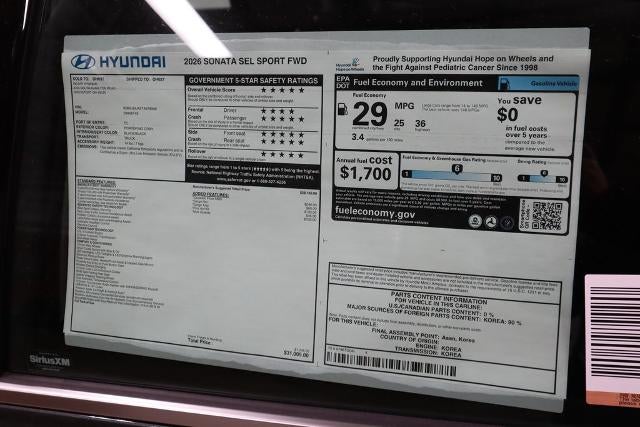 2026 Hyundai SONATA SEL Sport FWD