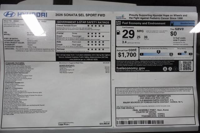 2026 Hyundai SONATA SEL Sport FWD