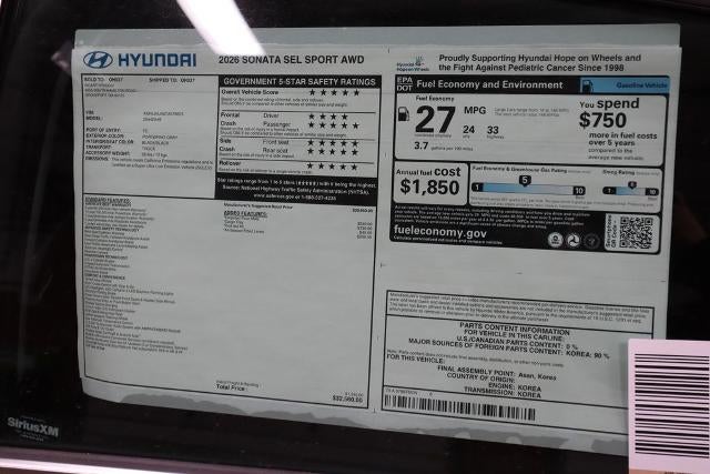 2026 Hyundai SONATA SEL Sport AWD