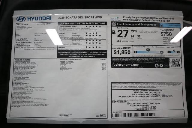 2026 Hyundai SONATA SEL Sport AWD