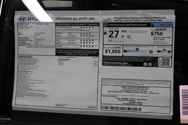 2026 Hyundai SONATA SEL Sport AWD