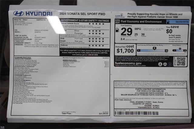 2026 Hyundai SONATA SEL Sport FWD