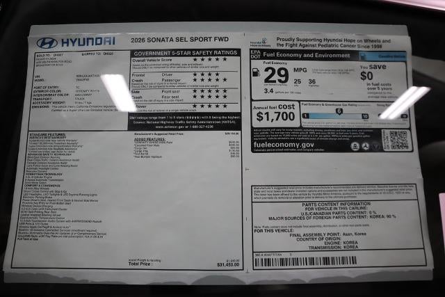 2026 Hyundai SONATA SEL Sport FWD