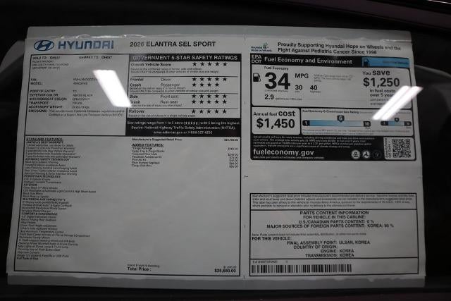 2026 Hyundai ELANTRA SEL Sport IVT