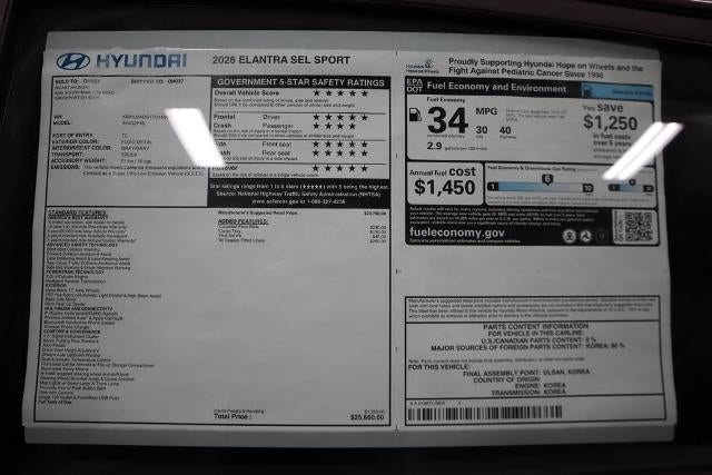 2026 Hyundai ELANTRA SEL Sport IVT