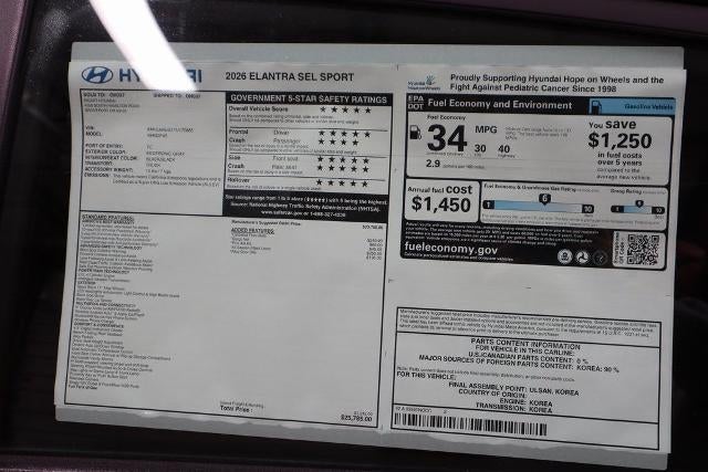 2026 Hyundai ELANTRA SEL Sport IVT