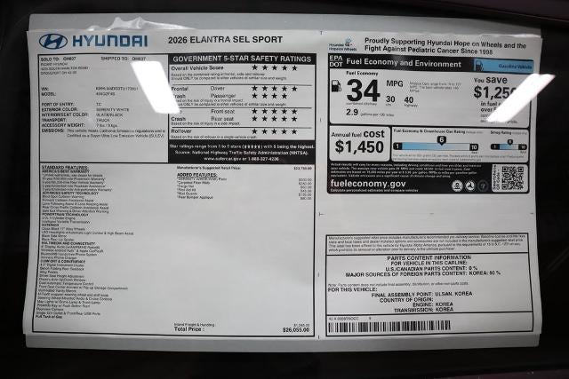 2026 Hyundai ELANTRA SEL Sport IVT