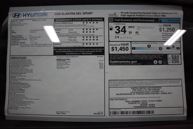 2026 Hyundai ELANTRA SEL Sport IVT