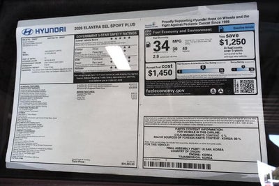 2026 Hyundai ELANTRA SEL Sport Plus Sedan
