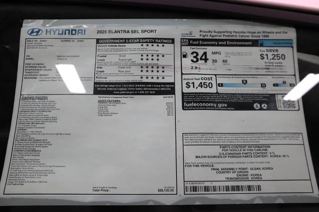 2026 Hyundai ELANTRA SEL Sport IVT