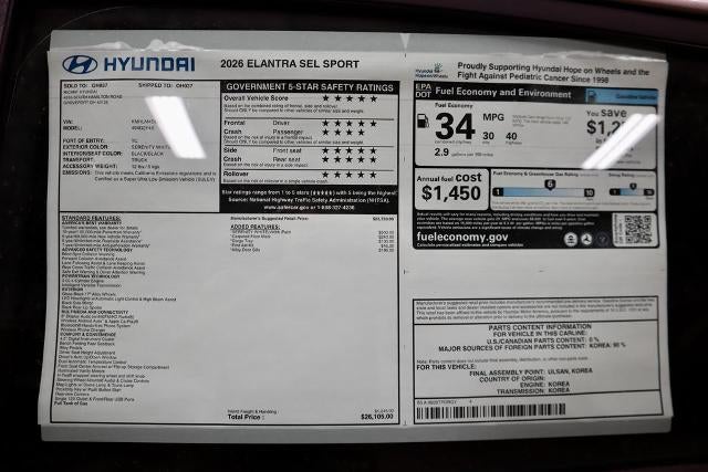 2026 Hyundai ELANTRA SEL Sport Sedan