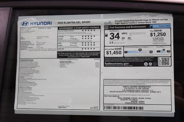 2026 Hyundai ELANTRA SEL Sport Sedan