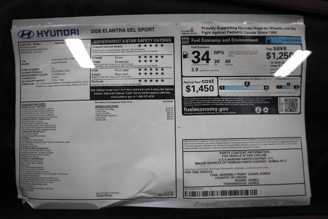 2026 Hyundai ELANTRA SEL Sport IVT