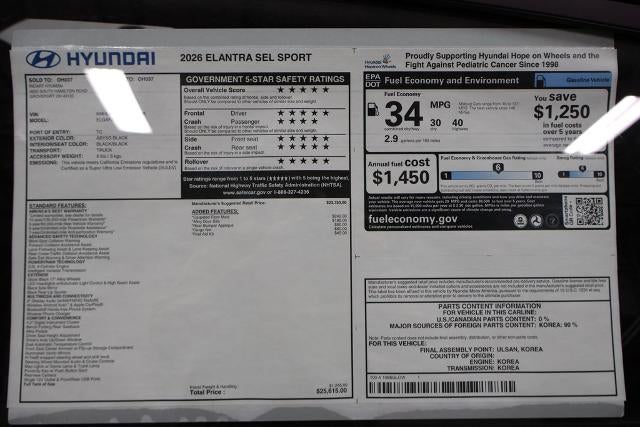 2026 Hyundai ELANTRA SEL Sport Sedan