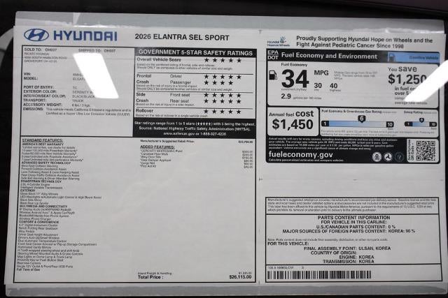 2026 Hyundai ELANTRA SEL Sport Sedan