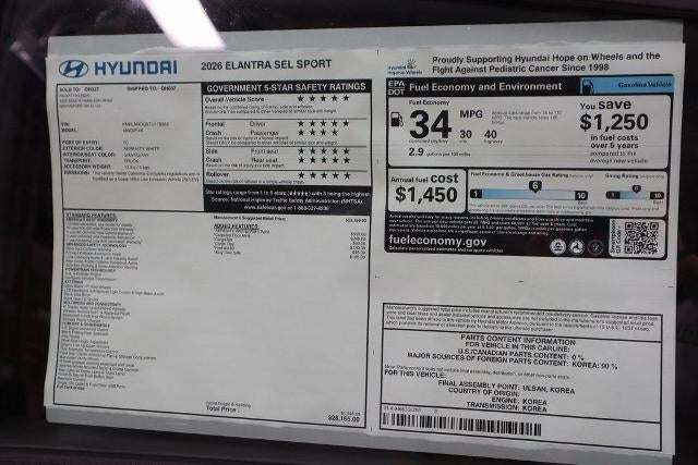 2026 Hyundai ELANTRA SEL Sport IVT