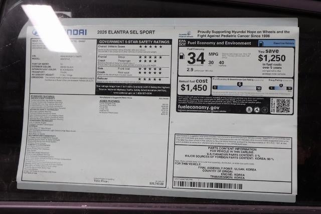 2026 Hyundai ELANTRA SEL Sport IVT