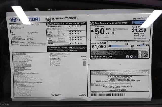 2025 Hyundai ELANTRA HYBRID SEL Sport DCT