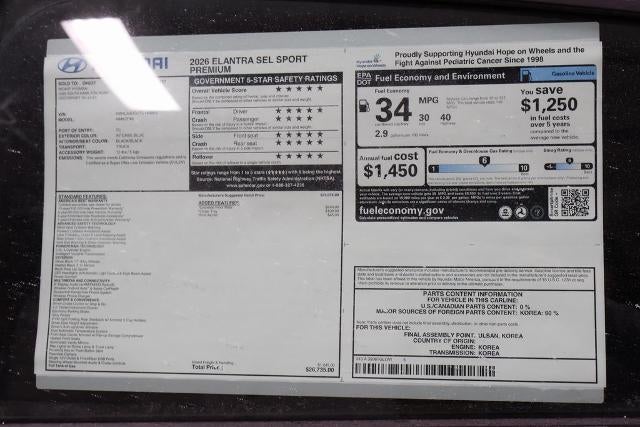 2026 Hyundai ELANTRA SEL Sport Premium IVT