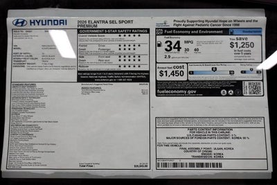 2026 Hyundai ELANTRA SEL Sport Premium Sedan