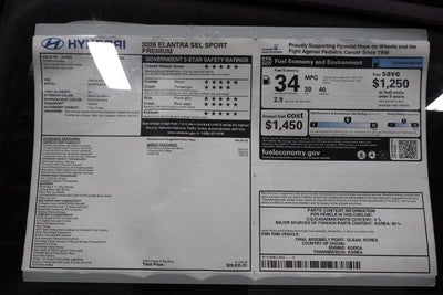 2026 Hyundai ELANTRA SEL Sport Premium Sedan