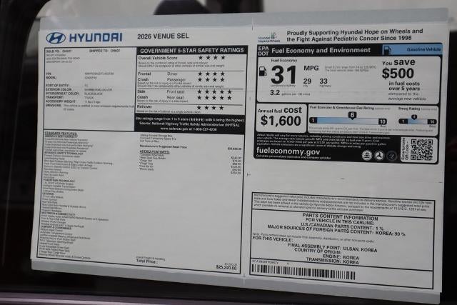 2026 Hyundai VENUE SEL FWD