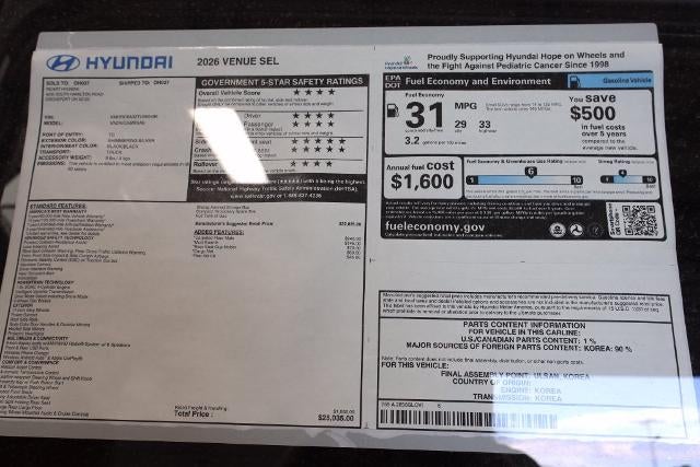 2026 Hyundai VENUE SEL FWD