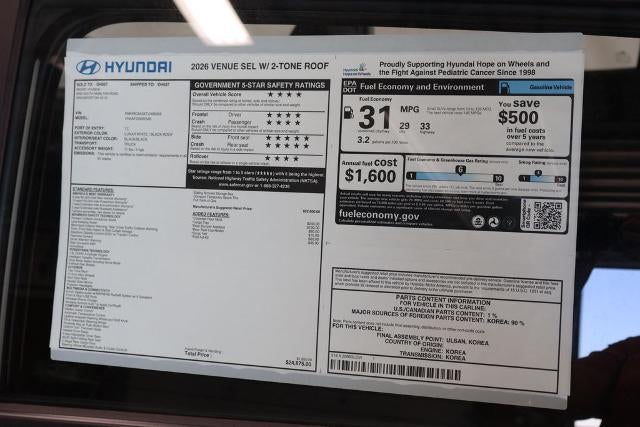 2026 Hyundai VENUE SEL FWD W/Two-Tone Roof