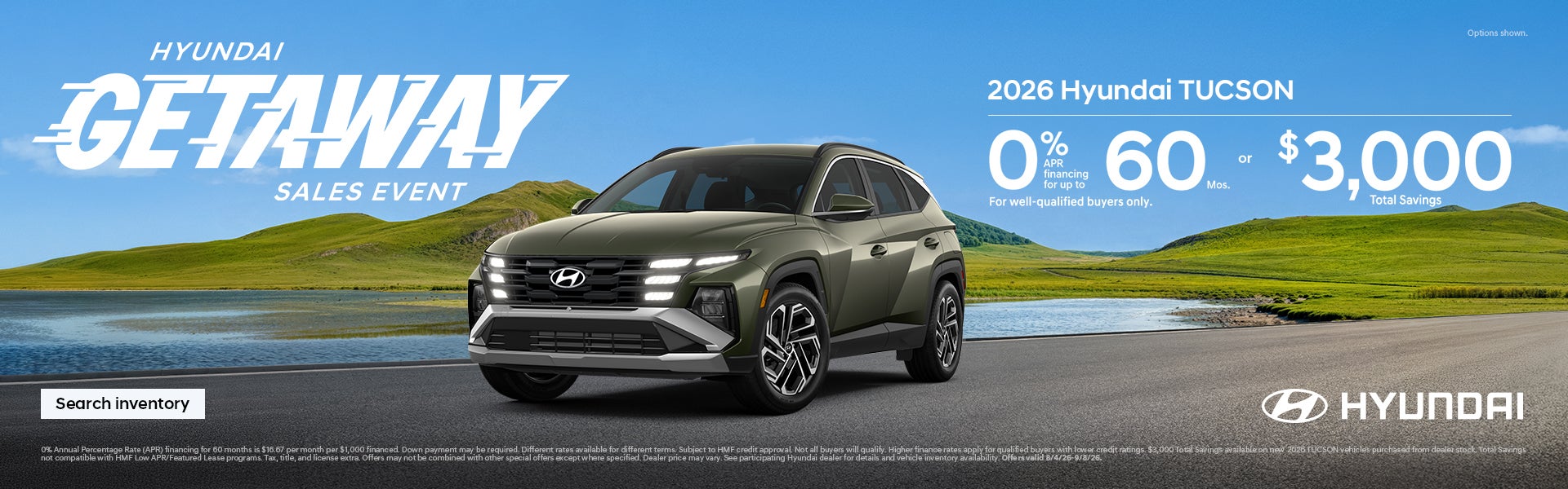 Tucson 0% APR for 60 mos. or $3,000 Total Savings
